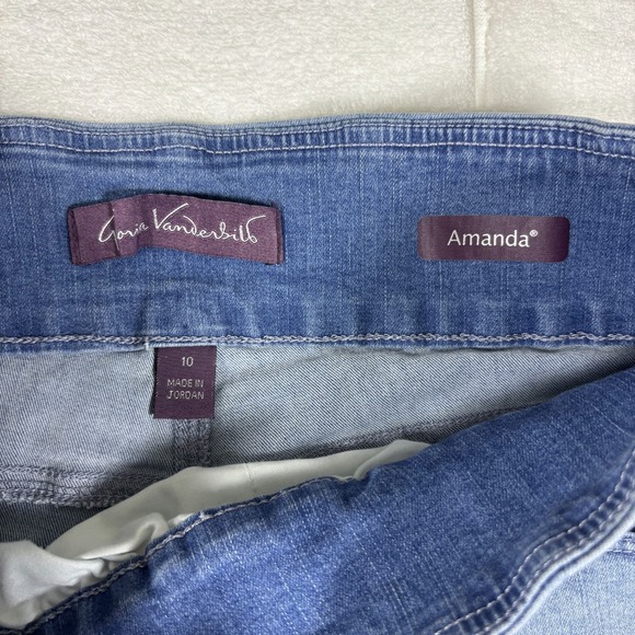 Gloria Vanderbilt Amanda Classic Jeans Womens 10 Blue Denim Medium Wash Beaded‎ - Picture 4 of 13
